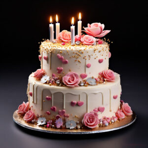 anniversary cake double tier vanilla flavor